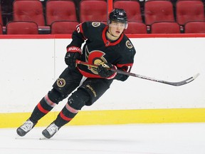 Tim Stuetzle at the Ottawa Senators scrimmage at the Canadian Tire Centre.