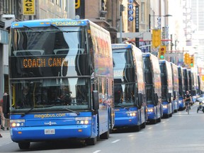 File photo: Megabus double-decker vehicles in Toronto