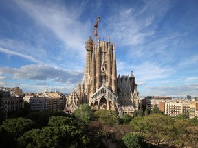 The landmark of Sagrada Familia basilica, called Facade of Passion is seen, closed since October of last year, delaying its target of finishing construction by 2026, amid the coronavirus disease (COVID-19) pandemic in Barcelona Spain, May 24, 2021. REUTERS/Nacho Doce
