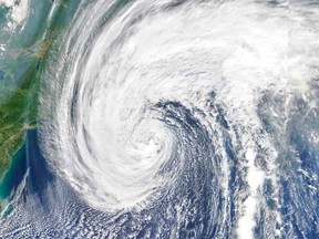 A NASA image of Hurricane Teddy approaching the Canadian Maritimes in September 2020.