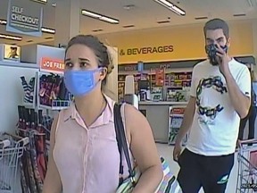 A couple sought by the Kingston Police after $3,000 in hair-removal products were taken from the shelves at the Cataraqui Centre Shoppers Drug Mart.