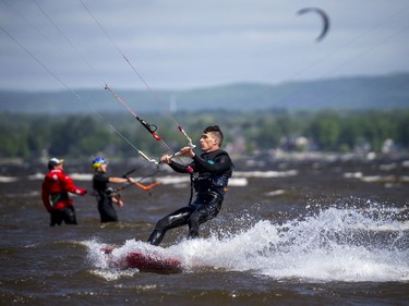 J.P. Begin was one of the many riders out on the water and enjoying the high winds.