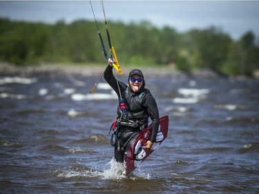 The high winds on Sunday made for a perfect playground on the Ottawa River in the Britannia area for kiteboarders.