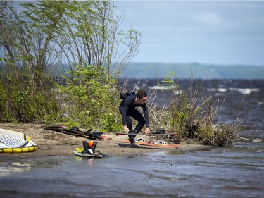 The high winds on Sunday made for a perfect playground on the Ottawa River in the Britannia area for kiteboarders.