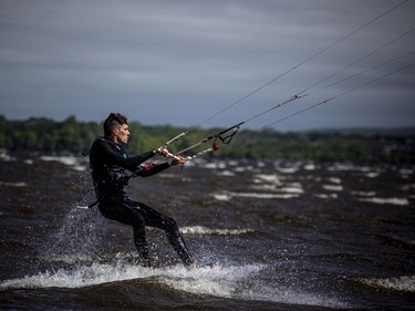 J.P. Begin was one of the many riders out on the water and enjoying the high winds.