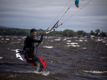 J.P. Begin was one of the many riders out on the water and enjoying the high winds.