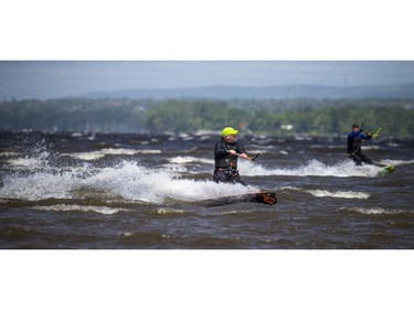 The high winds on Sunday made for a perfect playground on the Ottawa River in the Britannia area for kiteboarders.