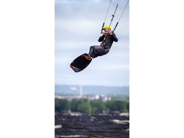 The high winds on Sunday made for a perfect playground on the Ottawa River in the Britannia area for kiteboarders.