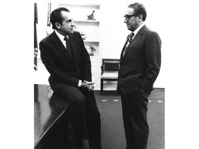 Then-U.S. president Richard Nixon (left) and secretary of state Henry Kissinger disagree on sending arms to Israel in 1973. At least there was debate among Republicans.