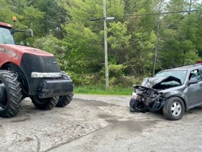 Grenville OPP said one person was taken to hospital with serious injuries after a crash between an SUV and a tractor on Wednesday.