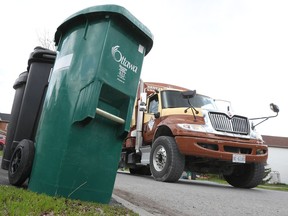 Green bin collection near Kanata in Ottawa Monday.