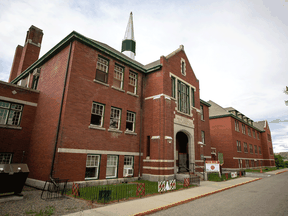 The former Kamloops Indian Residential School in Kamloops, B.C. where the remains of 215 children were recently found buried in unmarked graves with the help of a ground-penetrating radar specialist.