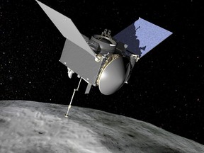FILE PHOTO: The Origins, Spectral Interpretation, Resource Identification, Security-Regolith Explorer (OSIRIS-REx) spacecraft which will travel to the near-Earth asteroid Bennu and bring a sample back to Earth for study is seen in an undated NASA artist rendering.