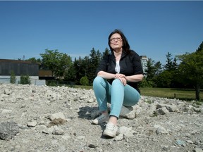 Karen Wright is president of the Civic Hospital Neighbourhood Association. She is seen here on the rubble from the old Sir John Carling building site, which will become the new site of The Ottawa Hospital's Civic campus.