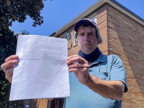 Dustin Munro is one of the residents of 249 and 253 Des Peres Blancs that have received eviction notices.
