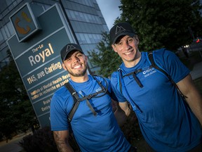 Anthony Larocque and Alex Laviolette, best friends since childhood, walked 100 kilometres in less than 24 hours to raise funds and awareness for mental health. The trek started just after midnight on Friday near Hawkesbury and ended near 9 p.m. Saturday on the front lawn of The Royal.