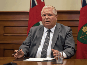 Ontario Premier Doug Ford speaks at a press conference on May 13, 2021.
