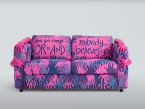 The "Bisexual Love Seat" from IKEA Canada, which utilizes the colours of the bisexual flag.