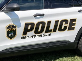 Handout photo by the MRC des Collines-de-l'Outaouais Police shows a squad car displaying the service's new corporate logo, unveiled June 8, 2021.

June 2021