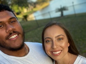 Atlanta Falcons defensive end Eli Ankou, from Ottawa, and fiancée Shayna Powless want to make a difference through their Dream Catcher Foundation.