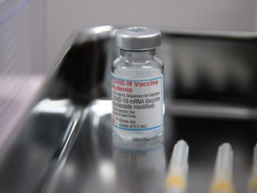 A vial of the Moderna Covid-19 vaccine.