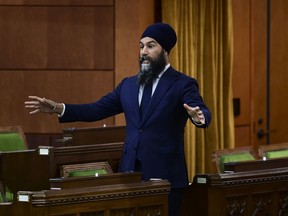 NDP Leader Jagmeet Singh delivers a statement in the House of Commons on Parliament Hill in Ottawa on Tuesday, June 8, 2021, regarding the recent tragedy in London, Ontario.