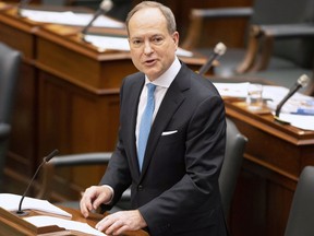 Ontario Finance Minister Peter Bethlenfalvy delivers the Provincial Budget in the Ontario Legislature in Toronto March 24, 2021.