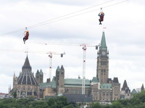 The Interzip Rogers goes from Ottawa to Gatineau over the Ottawa River, making a special backdrop out of Parliament Hill.