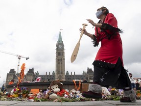 Nisga'a dancer Rosita Martinez takes part in a ceremony on Parliament Hill earlier this month.
