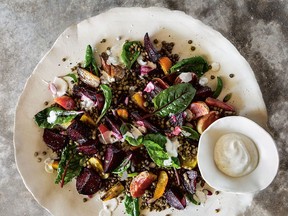 Tricolour beet and lentil salad from A Rising Tide.