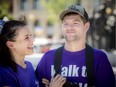 Deane Gorsline's wife, Danielle Peters, was at his side as he continued his gruelling walk on Sunday morning on Parliament Hill.