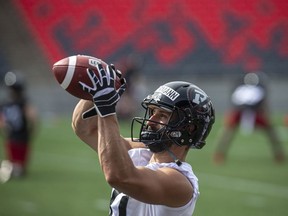 The Ottawa Redblacks returned to the field on Sunday, July 11, 2021, for the club's first practice of this year's training camp. Daniel Petermann made a catch during training camp Sunday.