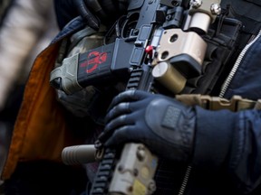 FILE: A demonstrator holds a gun during a rally organized by The Virginia Citizens Defense League on Capitol Square near the state capitol building on January 20, 2020 in Richmond, Virginia.