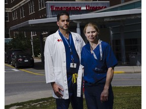 Dr. Jacinthe Lampron (right) and Dr. Maher Matar are trauma surgeons at the Ottawa Hospital.