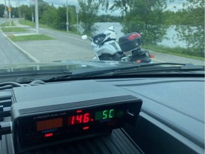 A 51-year-old motorcyclist was stopped going 146 kilometres an hour in a 60km/hr area on Bronson Avenue Friday.