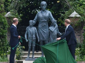 A statue of Princess Diana at The Sunken Garden in Kensington Palace, London on July 1, 2021, which would have been her 60th birthday.