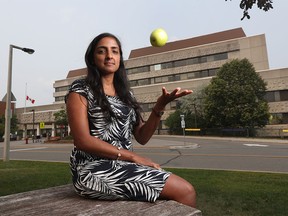 Dr Nisha Thampi poses for a photo in front of CHEO in Ottawa Monday July 19, 2021. Nisha is an author of a new Science Table study about the return to school.