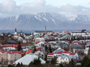 The skyline in Reykjavik, Iceland, on April 7, 2016.