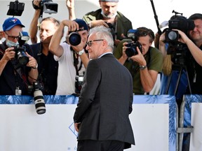 Cannes Film Festival director Thierry Fremaux arrives on July 5, 2021 at the Martinez Hotel on the eve of the opening of the 74th edition of the Cannes Film Festival in Cannes, southern France.