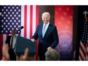 U.S. President Joe Biden finishes speaking about voting rights at the National Constitution Center in Philadelphia, July 13.