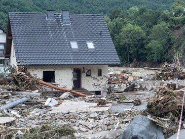A house destroyed by the floods is pictured in Schuld near Bad Neuenahr, western Germany, July 15, 2021.