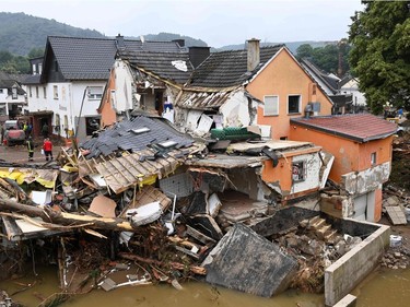 A destroyed house is pictured after floods caused major damage in Schuld near Bad Neuenahr-Ahrweiler, western Germany, on July 16, 2021.