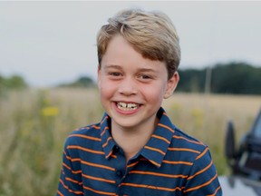 Britain's Prince George poses ahead of his eighth birthday in this picture taken by his mother, Catherine, the Duchess of Cambridge, in Norfolk, Britain July 2021.