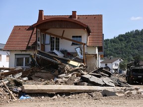 A destroyed house is pictured, following heavy rainfalls along the nearby Ahr river, in Insul, Rhineland-Palatinate state, Germany, July 21, 2021.