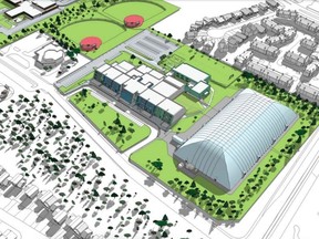 The French Catholic school board wants to build a permanent sports dome at Garneau high school at 6588 Carrière St., off Orléans Boulevard.
