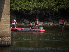 Emergency services were at the Gatineau River by the Wakefield covered bridge on Sunday, July 25, 2021, after a swimmer did not resurface. The La Peche fire department had a boat on the water combing the scene looking for the missing swimmer.