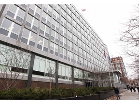 The British High Commission building in the foreground; the Chambers building in the background.