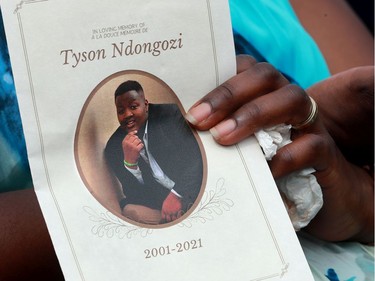 Hundreds of people showed up on Friday, July 16, 2021 for a Celebration of Life to honour Loris Tyson Ndongozi at the football field Tyson knew and loved.