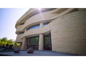 A still of the Museum of the American Indian in Washington, D.C. Like the Canadian Museum of History, it was designed by Douglas Cardinal.
