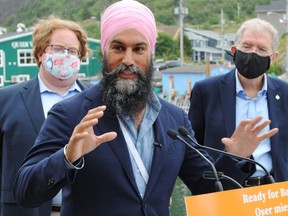 NDP Leader Jagmeet Singh makes his platform announcement in St. John's on Aug. 12, 2021.